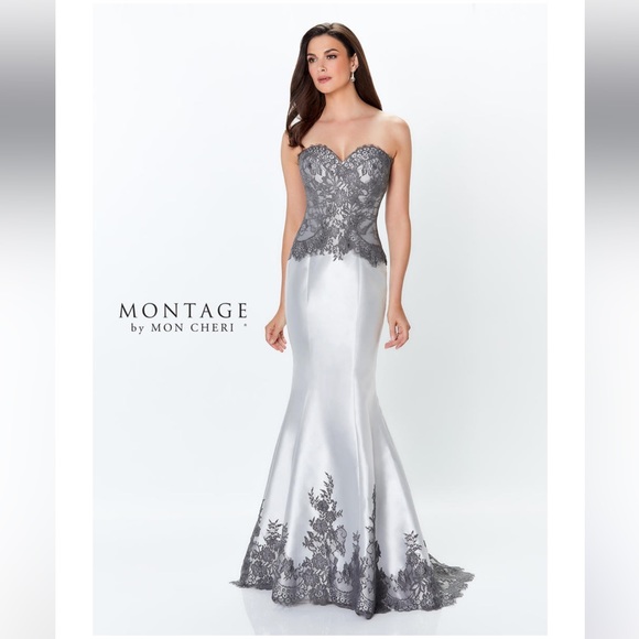Brand new Montage by Mon Cheri Mikado trumpet strapless Gown - Picture 4 of 12